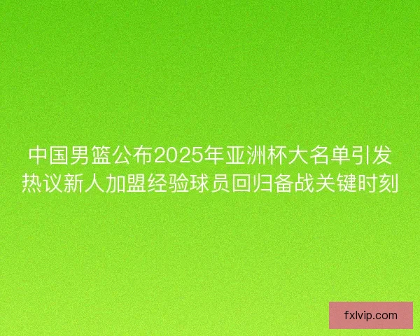 中国男篮公布2025年亚洲杯大名单引发热议新人加盟经验球员回归备战关键时刻 中国男篮公布2025年亚洲杯大名单引发热议新人加盟经验球员回归备战关键时刻